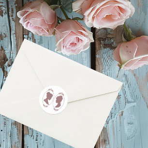 Lesbian Brides Regency Pink Roses  Classic Round Sticker