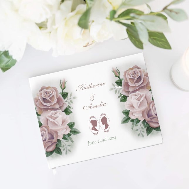 Lesbian Brides Regency Pink Roses Guest Book (Creator Uploaded)