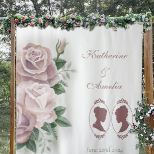 Lesbian Brides Regency Pink Roses Tapestry