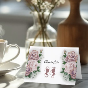 Lesbian Brides Regency Pink Roses Thank You Card