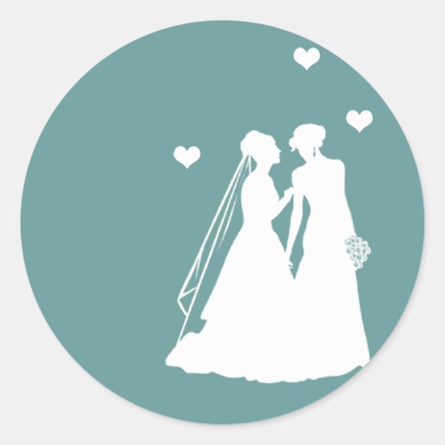 Lesbian Brides Wedding Classic Round Sticker (Front)