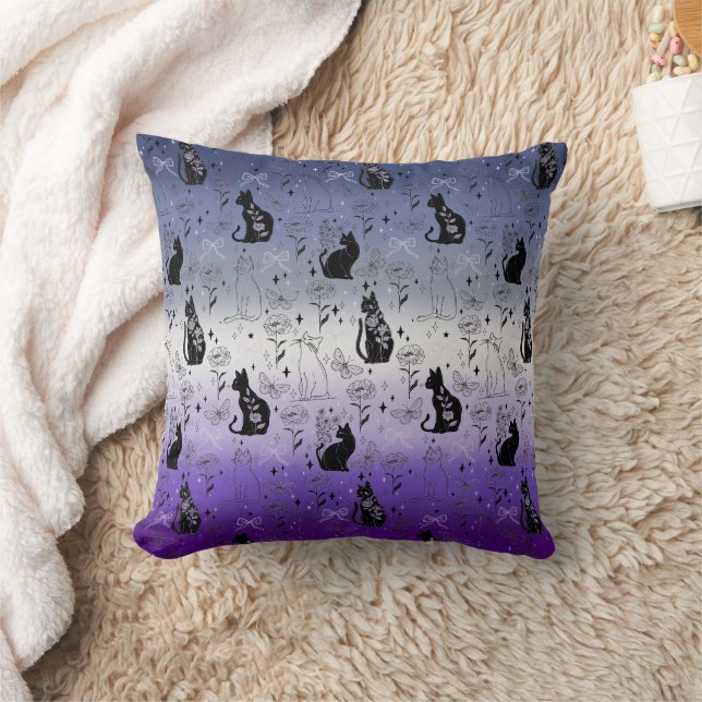 Lesbian Butch Pride Black Cat - Mystical Witchy Cushion (Blanket)