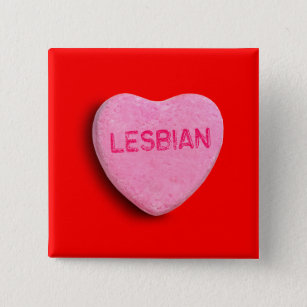 Lesbian Candy Heart 15 Cm Square Badge