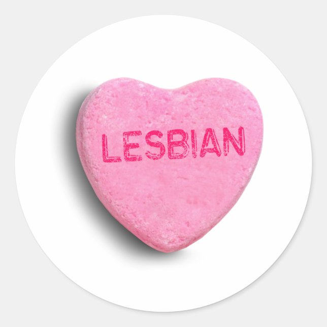 Lesbian Candy Heart Classic Round Sticker (Front)