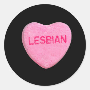 Lesbian Candy Heart Classic Round Sticker