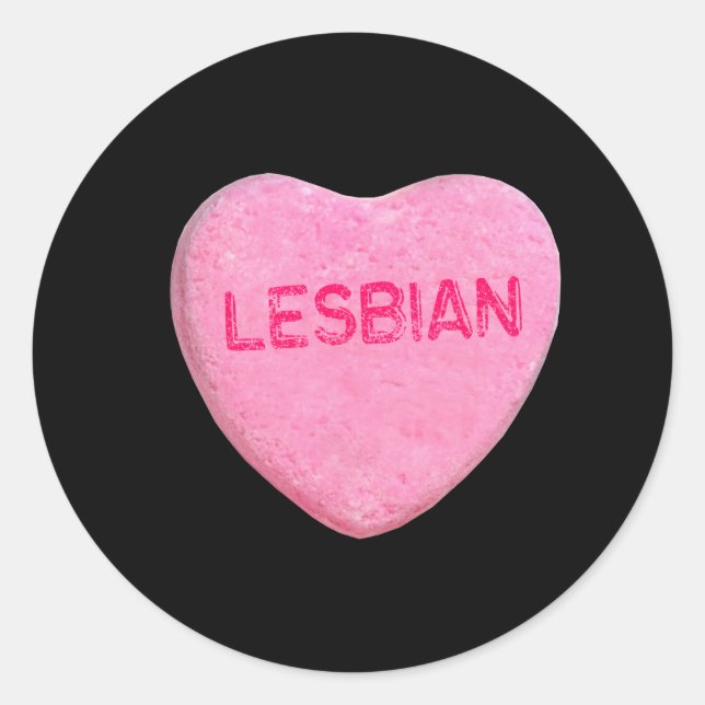 Lesbian Candy Heart Classic Round Sticker (Front)
