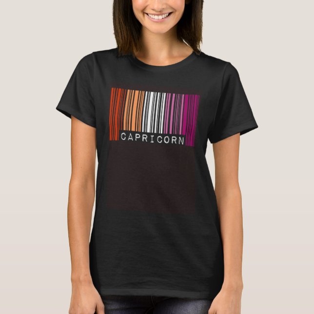 Lesbian Capricorn Barcode Gay Pride Flag Zodiac Si T-Shirt (Front)