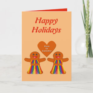 Lesbian Christmas Gingerbread Ladies Couple Card