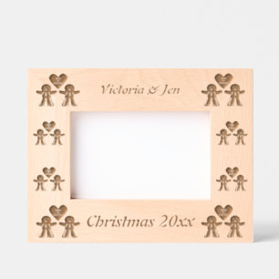 Lesbian Christmas Gingerbread Ladies Couple Custom Etched Frames