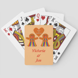 Lesbian Christmas Gingerbread Ladies Couple Custom Playing Cards