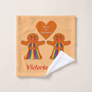 Lesbian Christmas Gingerbread Ladies Couple Custom Wash Cloth