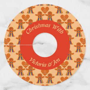 Lesbian Christmas Gingerbread Ladies Couple Custom Wine Glass Tag