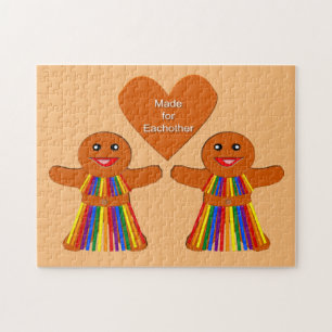 Lesbian Christmas Gingerbread Ladies Couple  Jigsaw Puzzle