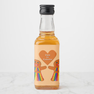 Lesbian Christmas Gingerbread Ladies Couple Liquor Bottle Label