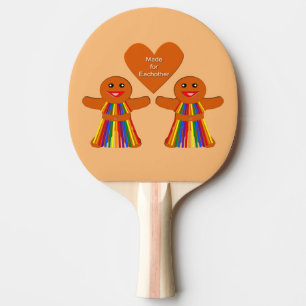 Lesbian Christmas Gingerbread Ladies Couple  Ping Pong Paddle
