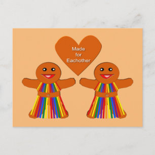 Lesbian Christmas Gingerbread Ladies Couple Postcard