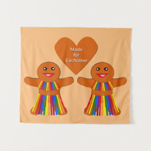 Lesbian Christmas Gingerbread Ladies Couple Tapestry