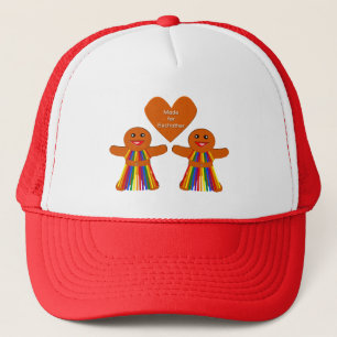 Lesbian Christmas Gingerbread Ladies Couple Trucker Hat