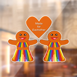 Lesbian Christmas Gingerbread Ladies Couple Window Cling