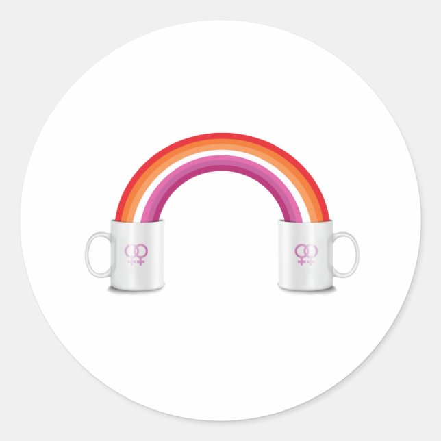 Lesbian Coffee Date Classic Round Sticker (Front)