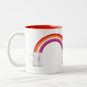 LESBIAN COFFEE DATE T-Shirt Rectangular Sticker Two-Tone Coffee Mug