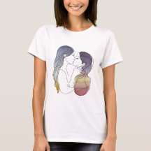 Lesbian Couple in Love Minimalistic Line Art