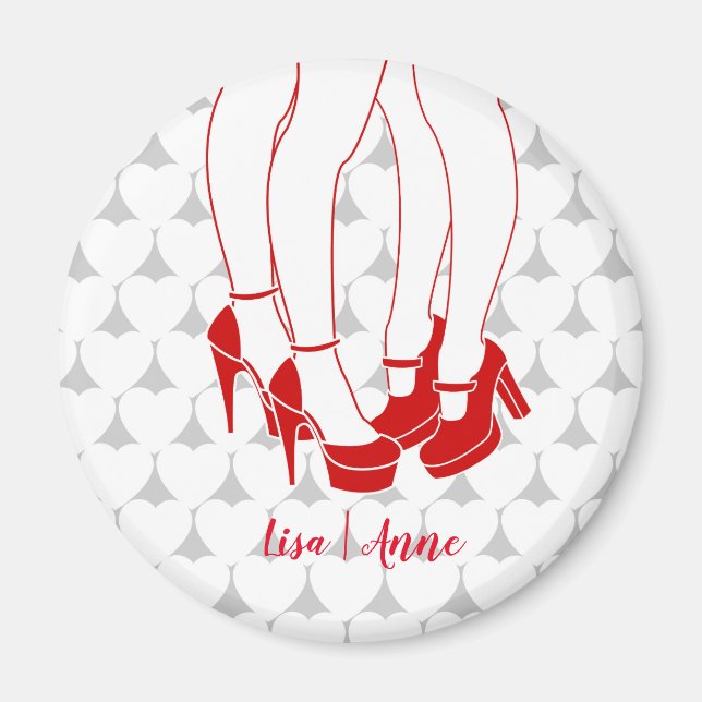 Lesbian couple kissing on Valentine’s Day Magnet (Front)