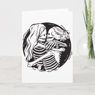 Lesbian Couple Lgbtq Pride Skeletons Kissing Valen Card