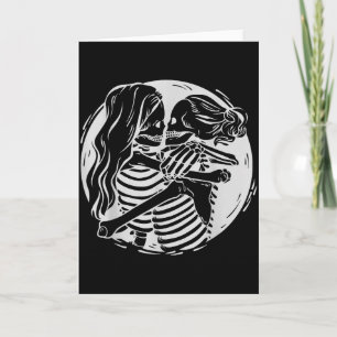 Lesbian Couple Lgbtq Pride Skeletons Kissing Valen Card