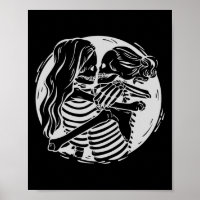 Lesbian Couple Lgbtq Pride Skeletons Kissing Valen