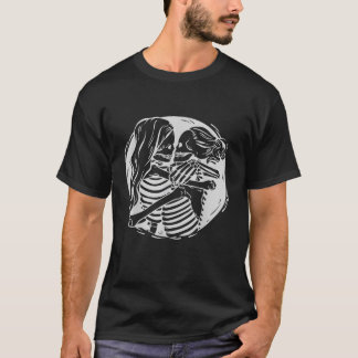 Lesbian Couple LGBTQ Pride Skeletons Kissing Valen T-Shirt