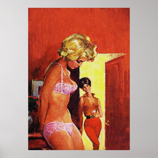 Lesbian Couple Vintage Pulp Magazine Covever art Poster (Front)