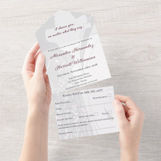 Lesbian Couple Wedding Invitation (Tearaway)