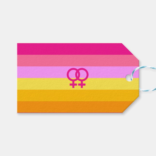 Lesbian Dawn Pride WLW Gift Tags (Front (Horizontal))