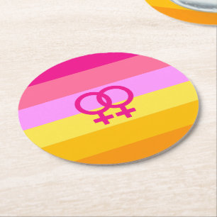 Lesbian Dawn Pride WLW Round Paper Coaster