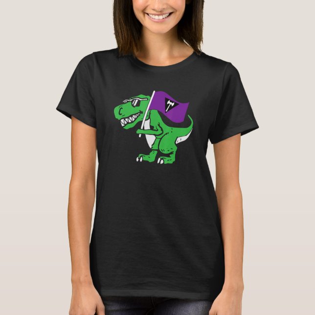 Lesbian Dinosaur Lgbt Q Rex Trans Pride Flag Ally T-Shirt (Front)