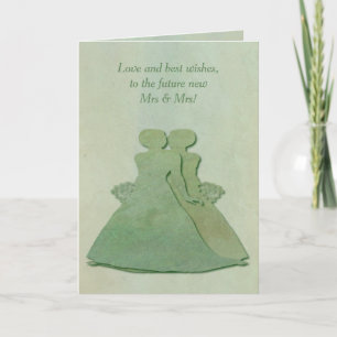 Lesbian Engagement Congratulations - Mint Rustic Card