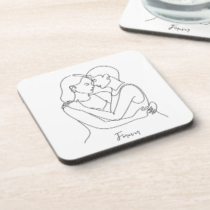 Lesbian Essence of Love Line Art Coaster