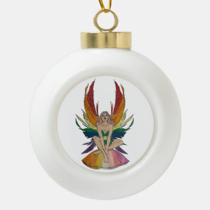 Lesbian Faerie  Ceramic Ball Christmas Ornament