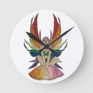Lesbian Faerie Round Clock