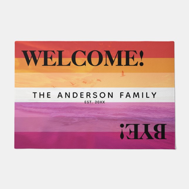 Lesbian Flag (2018) Beach Personalised Welcome Doormat (Front)