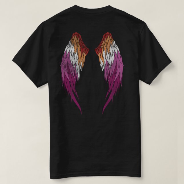 Lesbian Flag - Angel Wings T-Shirt (Design Back)