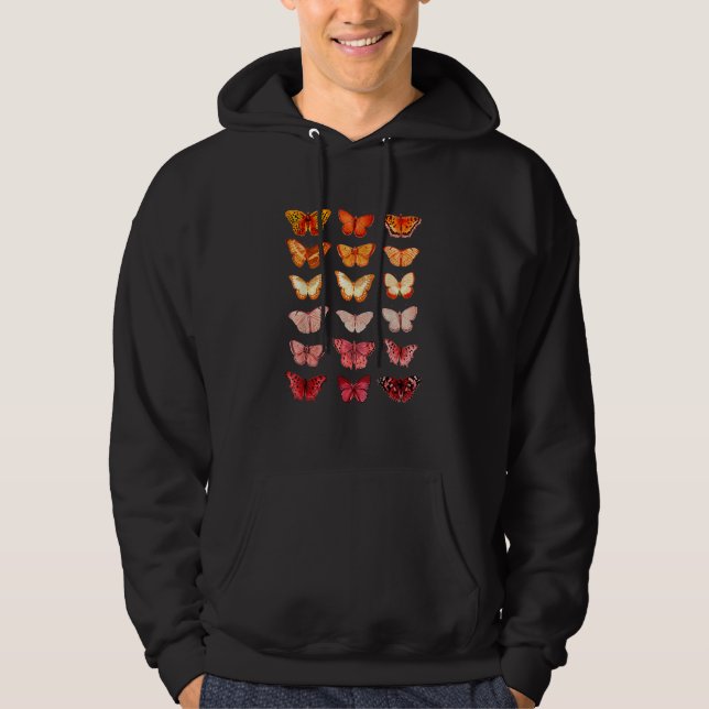 Lesbian Flag Colour Butterfly Subtle Sapphic Pride Hoodie (Front)