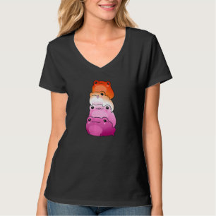 Lesbian Flag Colour Frog Subtle Lgbtq Sapphic Prid T-Shirt