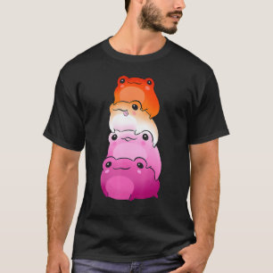 Lesbian Flag Colour Frog Subtle Lgbtq Sapphic Prid T-Shirt
