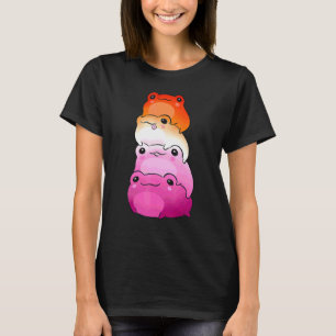 Lesbian Flag Colour Frog Subtle Lgbtq Sapphic Prid T-Shirt