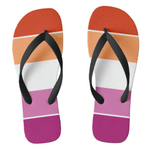 Lesbian Flag Colours Stripes Flip Flops