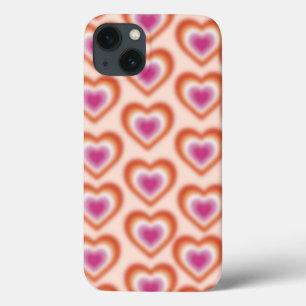 Lesbian flag colours with blurred heart iPhone 13 case
