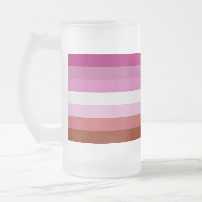 Lesbian Flag Frosted Glass Beer Mug (Left)