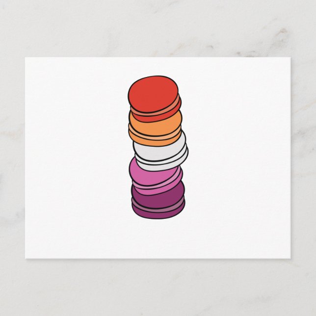 Lesbian Flag Gender Fluid Pride Lgbtq Macaron Postcard (Front)